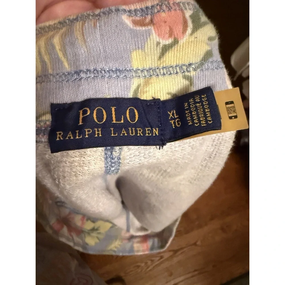 Polo Ralph‎ Lauren Fleece Shorts Blue Pink Floral Pockets Drawstring S-XL